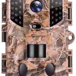 Trail Camera 20MP 1080P Hunting Game Cam with Night Vision Motion Activated, Waterproof Scouting Camera with 3 Infrared Sensors, 120° Detecting Range