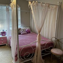 Dusty Pink Sheer Canopy Bed Curtains