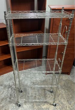 Metal rolling pantry shelf