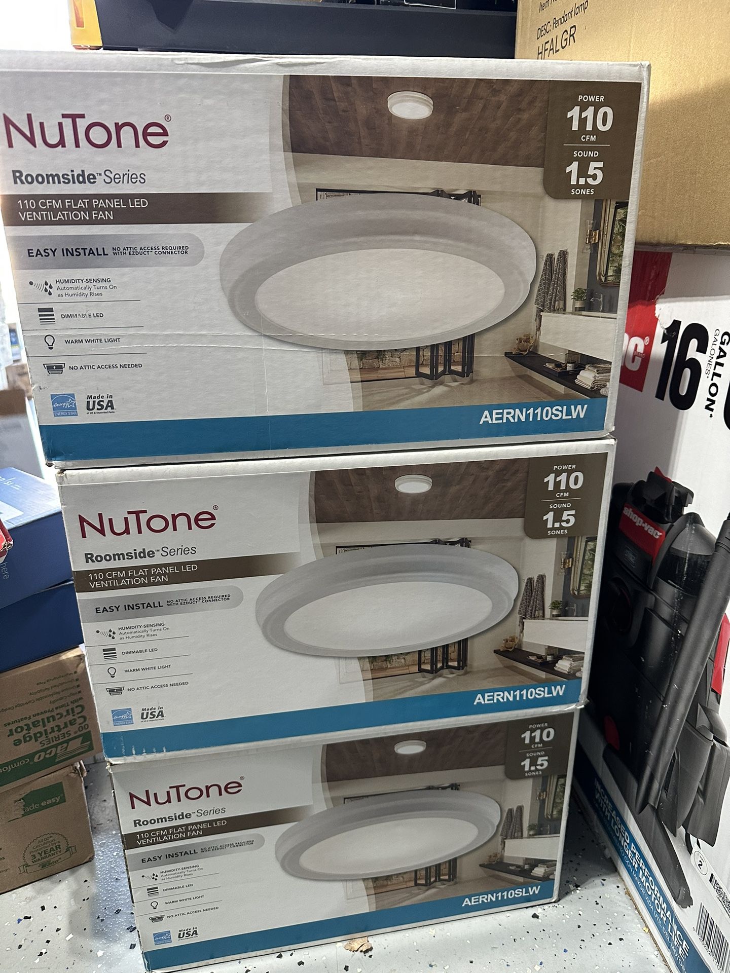 Broan-NuTone Roomside Series Decorative White 110 CFM Ceiling Humidity Sensing Bathroom Exhaust Fan with LED Panel, ENERGY STAR
