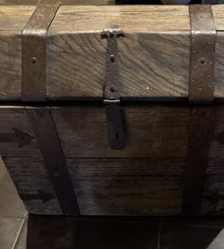 Vintage Solid Wood Storage Chest / Pirate Treasure Chest