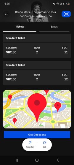 Bruno Mars Tickets VIP Area- 2 tickets