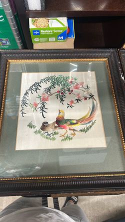 Chinese handmade silk framed Art.