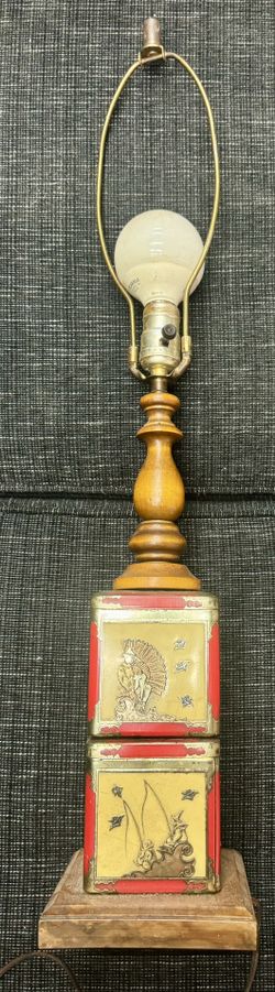 Chinoiserie Style Tea Tin Electric Table Lamp