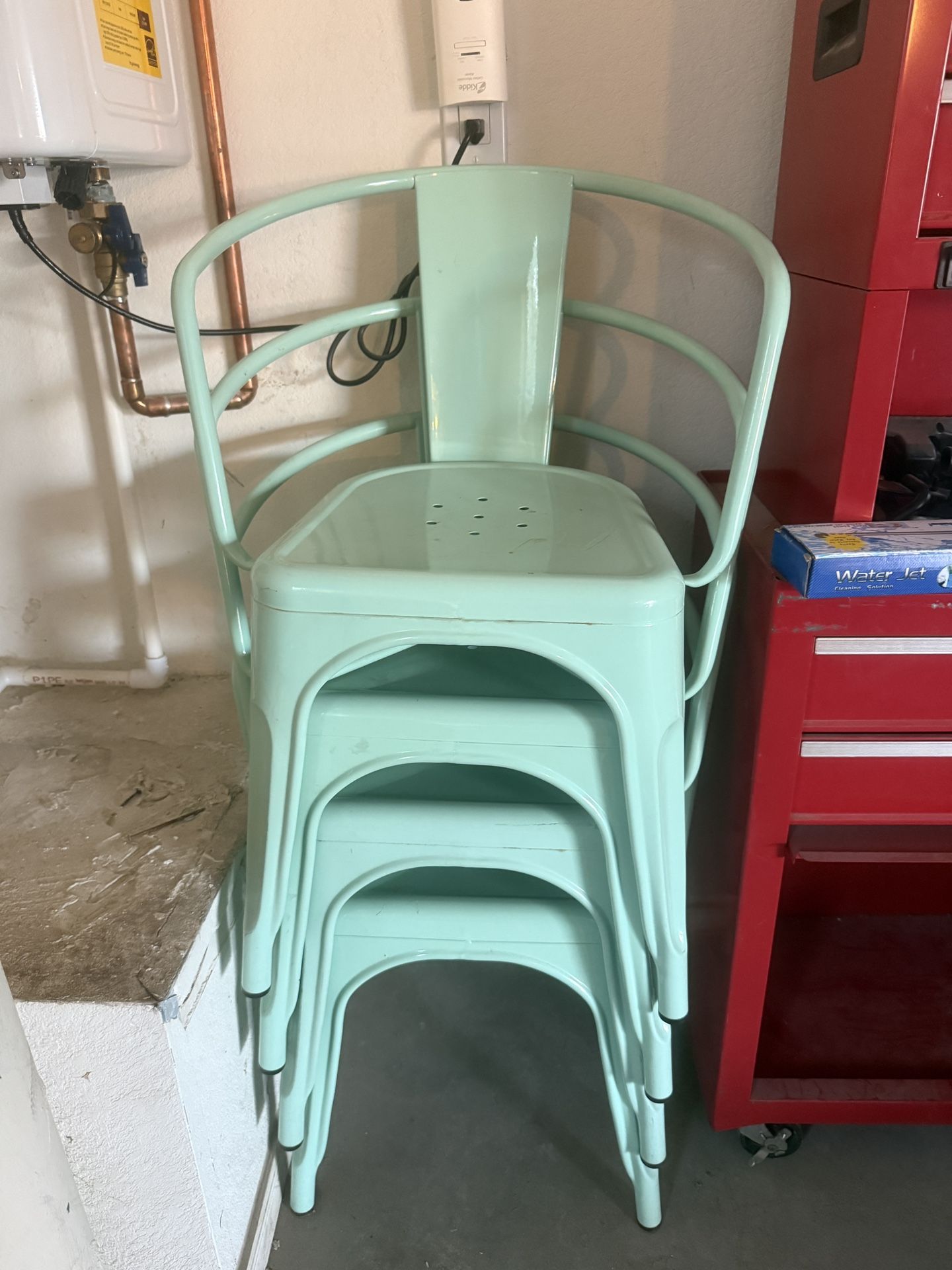 Set Of 4 Metal Threshold Dining Chairs -$60
