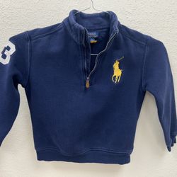 Polo Ralph Lauren Big Pony navy blue fleece quarter-zip sweatshirt Kids Size 6