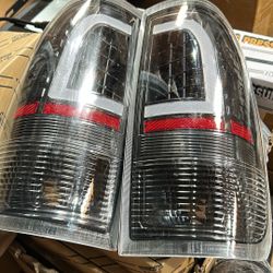 Tail Lights for Ford 1997-2003 F150, 1999-2007 F250/F350 Super Duty Black LED Tube Taillights Taillamp Brake Lamps