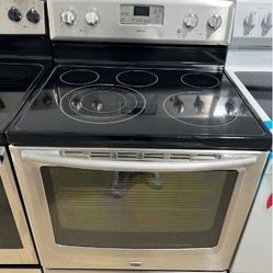 Stove Electric Glass Top stainless steel Maytag 