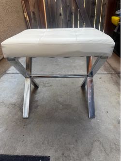Carolina Classic Elisabetta Vanity Bench White/Chrome