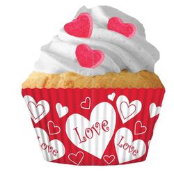 Cupcake Baking Cups 2" XStrong Love Hearts All Natural Paper Made in USA