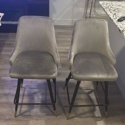 2 Gray Bar Stools Counter Height 