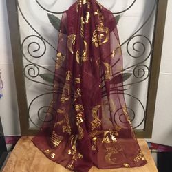 “Jesus” Gold/Burgundy Scarf 60” x 20
