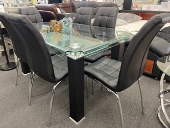 🔹7Pcs. Black Rectangular Dining Tablet W/ 6 Chairs 🔹