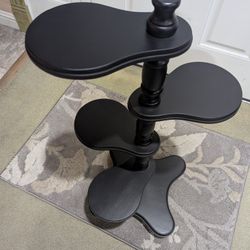 UNIQUE VINTAGE ZIPRINHO BRAZILIAN TABLE SHELVES ALL WOOD REFINISHED CHALK BLACK PAINT & CLEARED