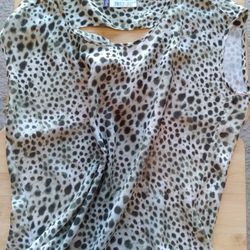 Green And Cream Jennifer Lopez Leopard Top Size Medium