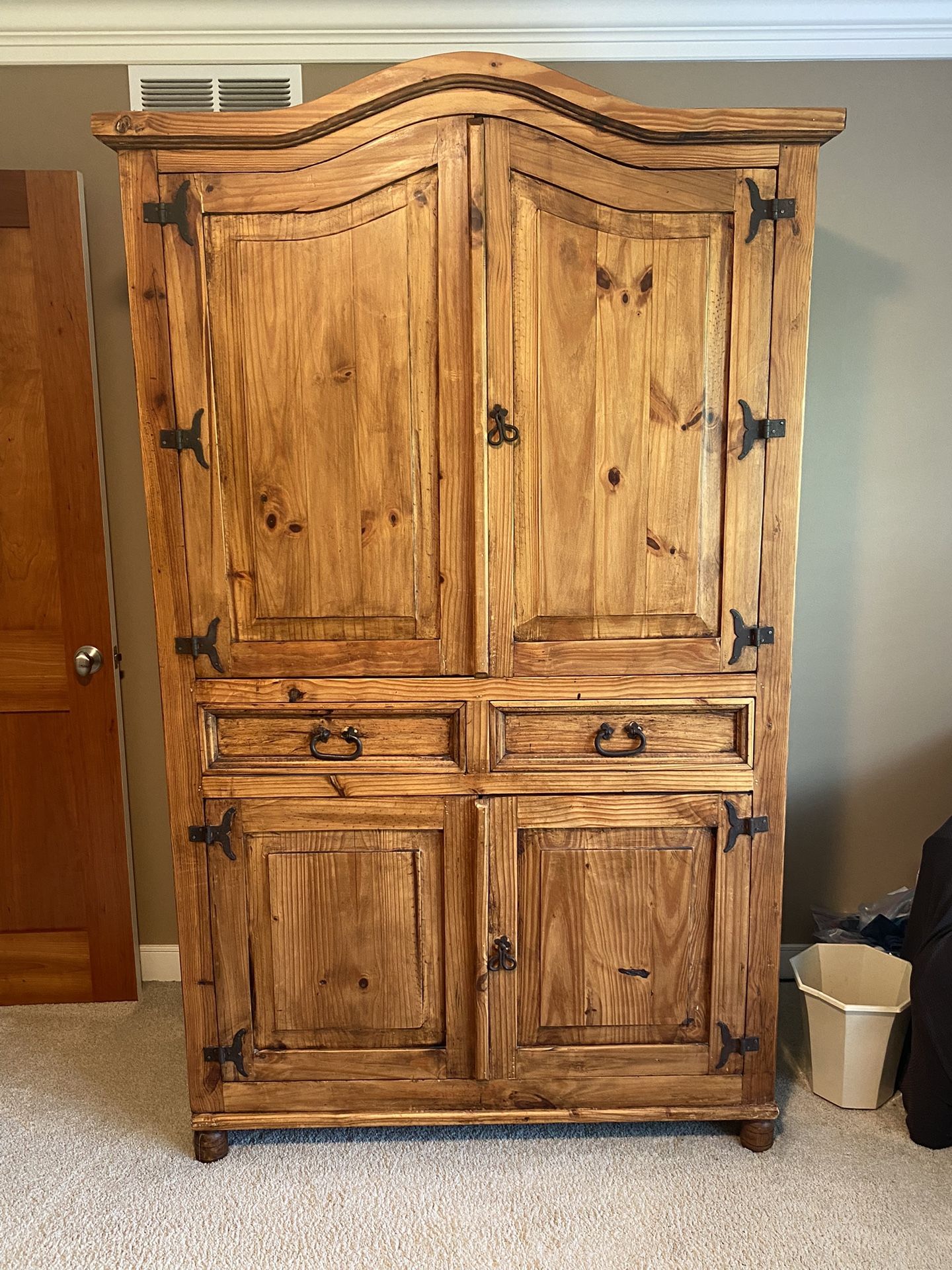 Rustic Teal Wood Armoire