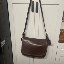 Vintage Coach Leather Patricia Saddle Flap Crossbody Messenger Bag 9951 Brown