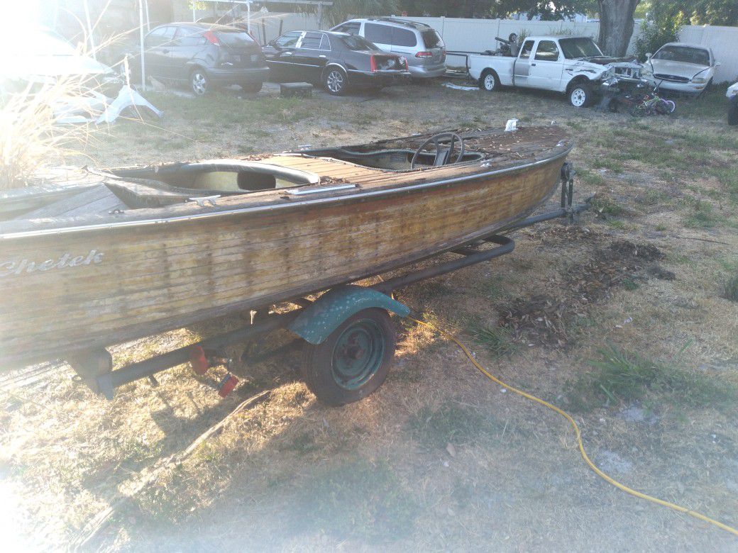 Photo 1957 Wooden Boat With Title Major Restoration Needed