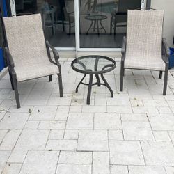 Two Patio Chairs, And Table