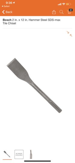 Bosch 2 in 12 in Hammer Steel SDS-Max Tile Chisel