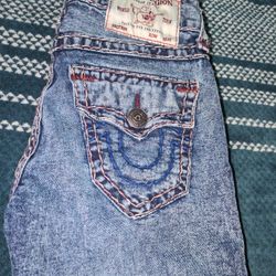 True Religion, Ricky Super T jeans, Blue,Red and White, Size 27