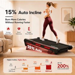 NEW JOGWELL Walking Pad Treadmill 15% Auto Incline