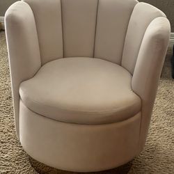 Moving sale!!! Modern Contemporary Velvet Upholstered Swivel Accent Chair with Deep Channel Tufting and Steel Swivel Base. 