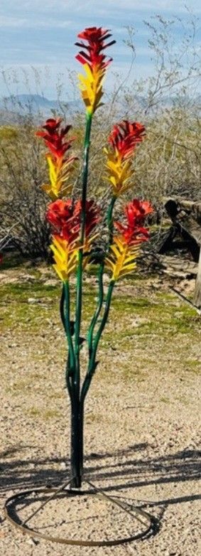 Extra Large Over 5 Feet Tall Ocotillo Decorative Vibrant Colorful Metal Yard Art