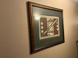Framed Abstract Art Print with Gold Frame 38x46” W