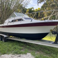 1989 Wellcraft 250 25’ sportsman Fishing Boat and Aluminum Trailer 