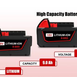 2 Pack 9000Ah Battery Replacement for Milwaukee 18 Volt Battery 