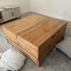 Wood Coffee Table With Storage 41x41x18