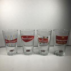 Vintage Budweiser Glasses Set of 4  - 1961, 1952, 1955, 1947