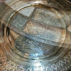 Amber Depression yellow Glass Plate 