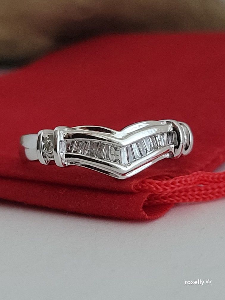 ❤️10k Size 7.25 Beautiful Solid White Gold Genuine Diamond Tiara Ring!/ Anillo de Oro Blanco con Diamantes! 👌🎁Post Tags: 10k 14k