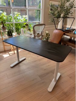 IKEA BEKANT Office Desk (Black-Brown, White Legs)