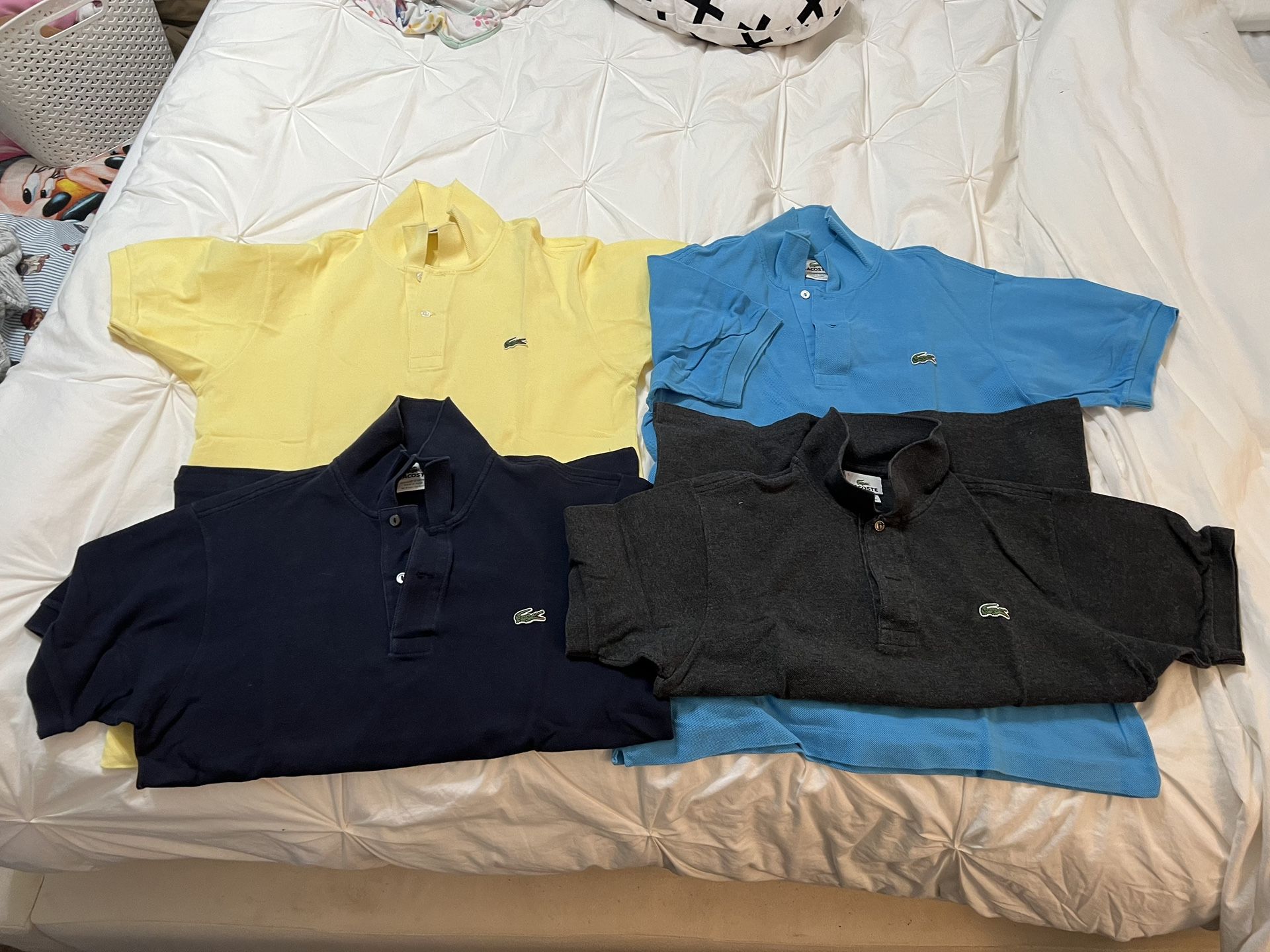4 Short Sleeve Lacoste Shirts Size 3, Size Small Lot