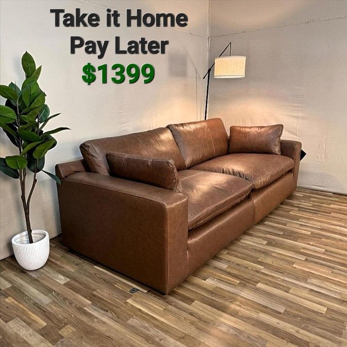 EXCLUSIVE] EMILIA CARAMEL LEATHER 2-PIECE LOVESEAT