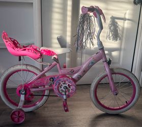 Huffy Disney Princess 16 inch bike with training wheels and doll seat