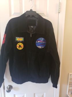 Navy Vietnam Veteran suede leather jacket