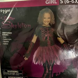 Glitter skeleton Halloween Costume Girl 6/6x 