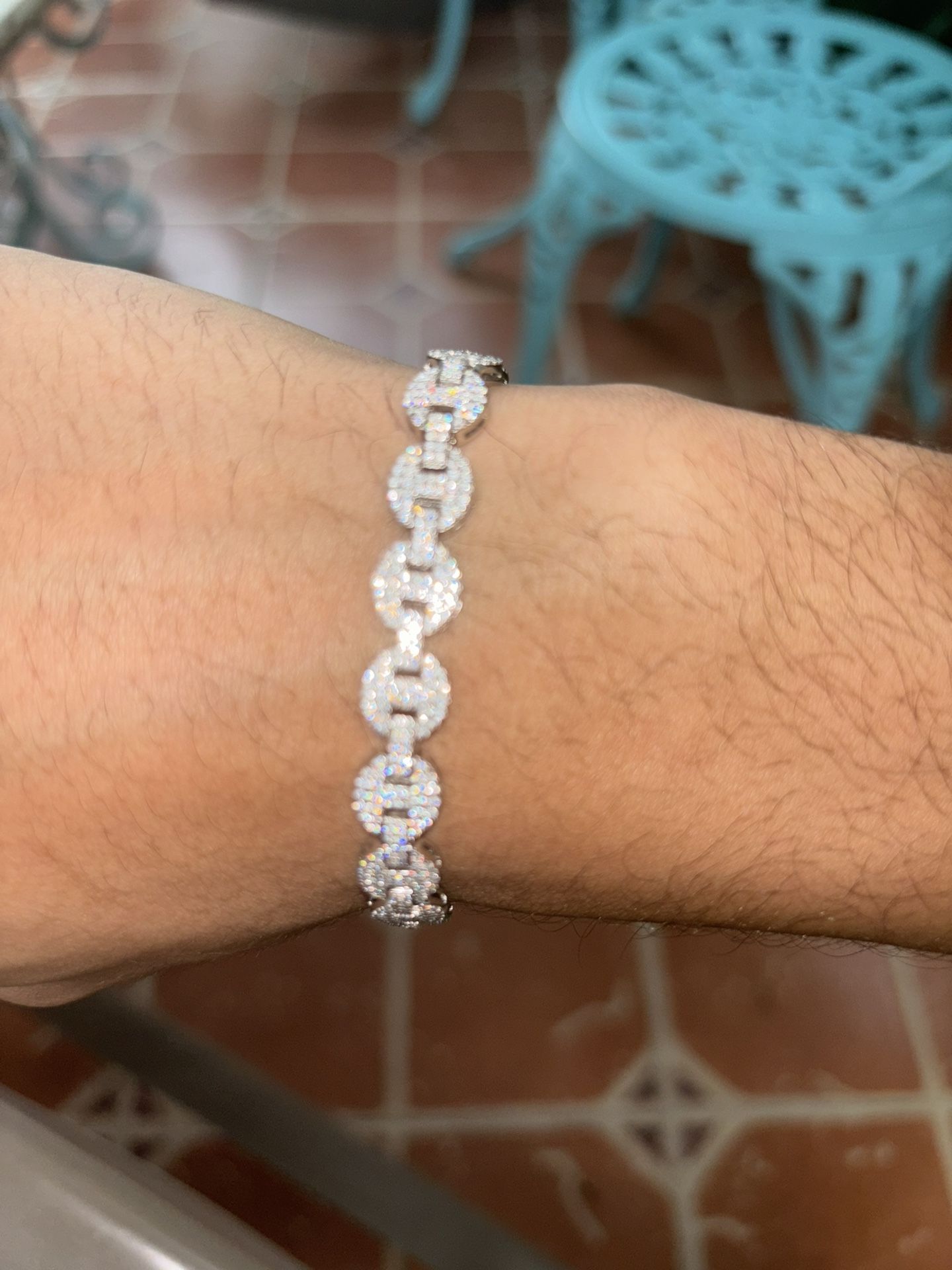Silver Diamond Test Approved Moissanite Bracelet 