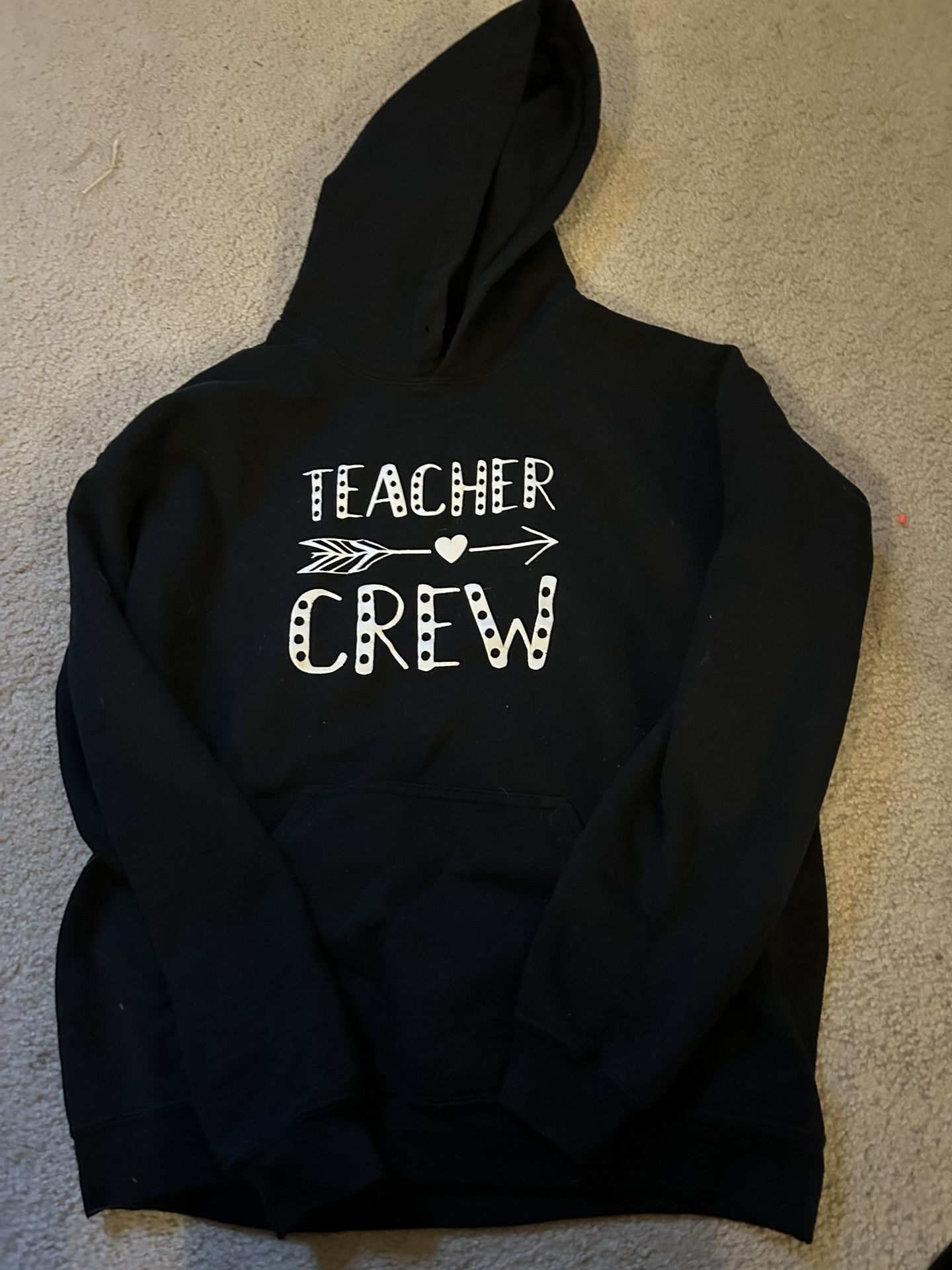 Teacher Crew Black Hoodie Sweatshirt. Classroom. Size Medium. Homeschool. 