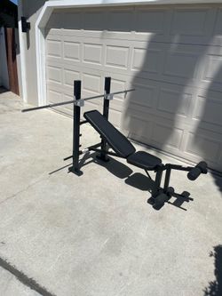 Standard Weight Bench with Barbell