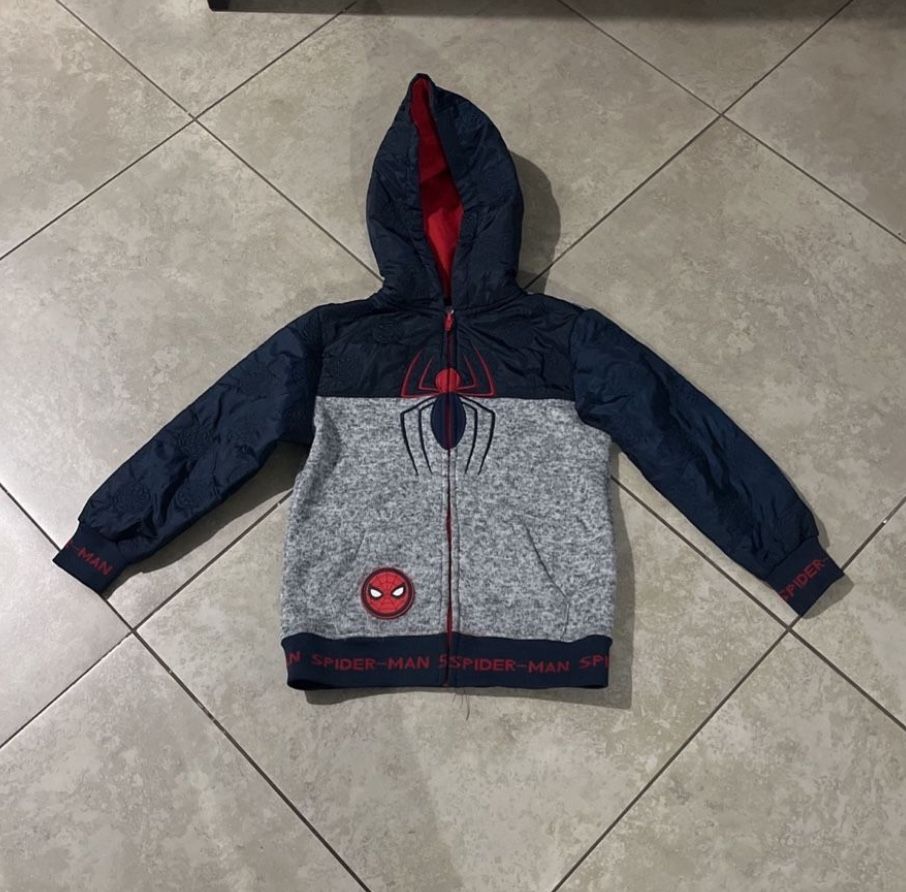 Spiderman Fleece Jacket / Sweater with Hood, Size 7