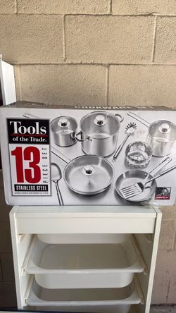 13 piece stainless steel pan set