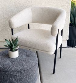 Modern Boucle Accent Chair with Black Metal Legs