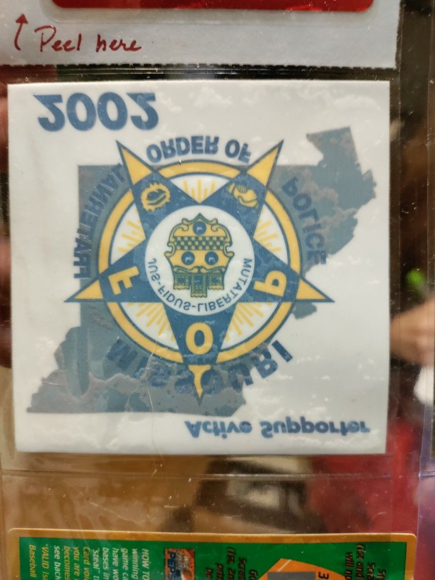 2002 Fraternal Order Of Police Decal Sticker 