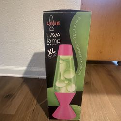 Pink Base, Lava Lamp With Green Liquid White Wax