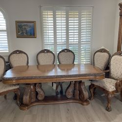 Elegant Classic Wooden Dining & Living Room Furniture Set - China Cabinet, Dining Table, End Tables, Sofa & Loveseat